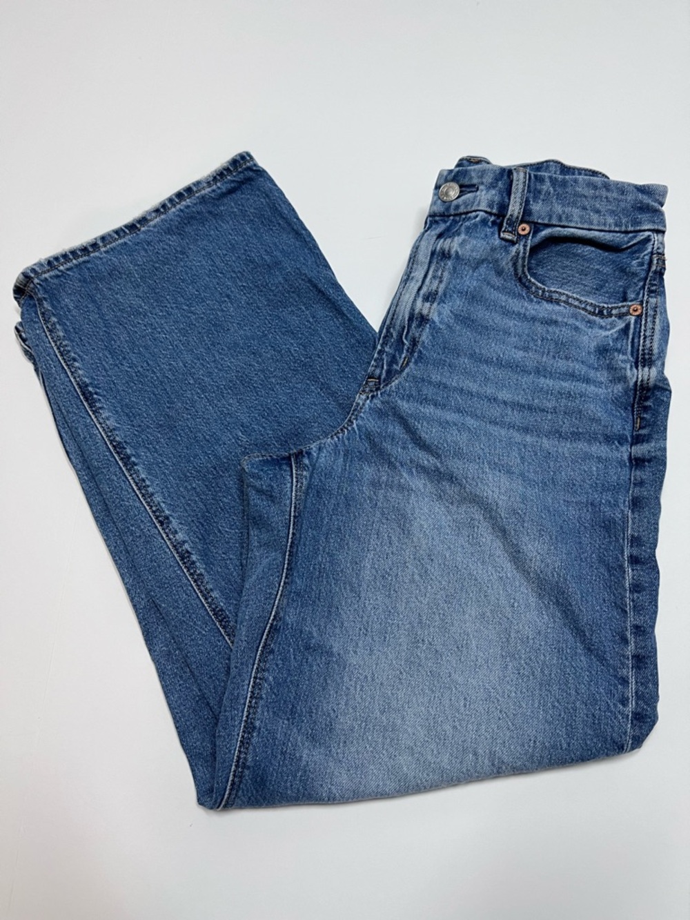 American Eagle Curvy Super High Rise Baggy Straight Jeans Size 6 Short